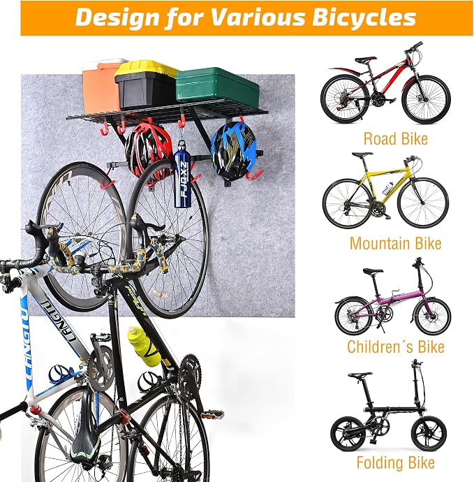PLKOW Garage Wall Shelving, Wall Mount Bike Storage Rack - Image 5