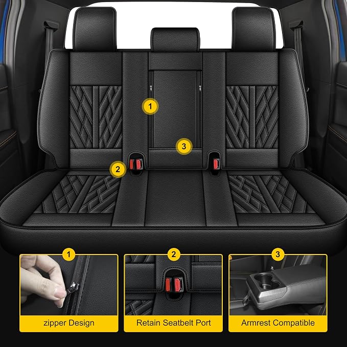 AOMSAZTO Ford Ranger Seat Covers: Full Set Custom Fit 2019 2020 2021 2022 2023 - Image 2