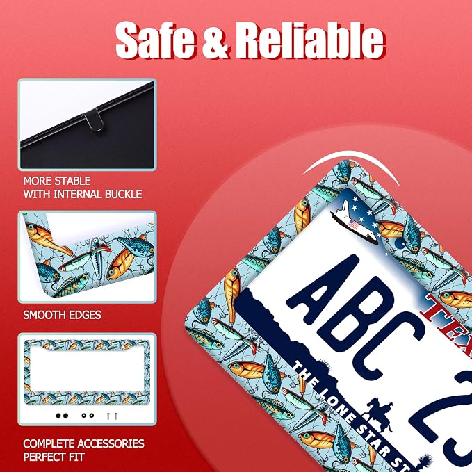 Fishing License Plate Frame Funny Fish License Plate Frames Stainless Steel - Image 2