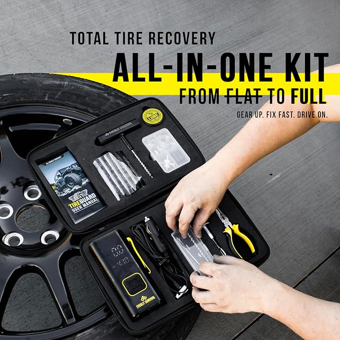 Tire Repair Kit with Air Compressor Car Emergency Kit with Universal Tire Plugs - Image 3