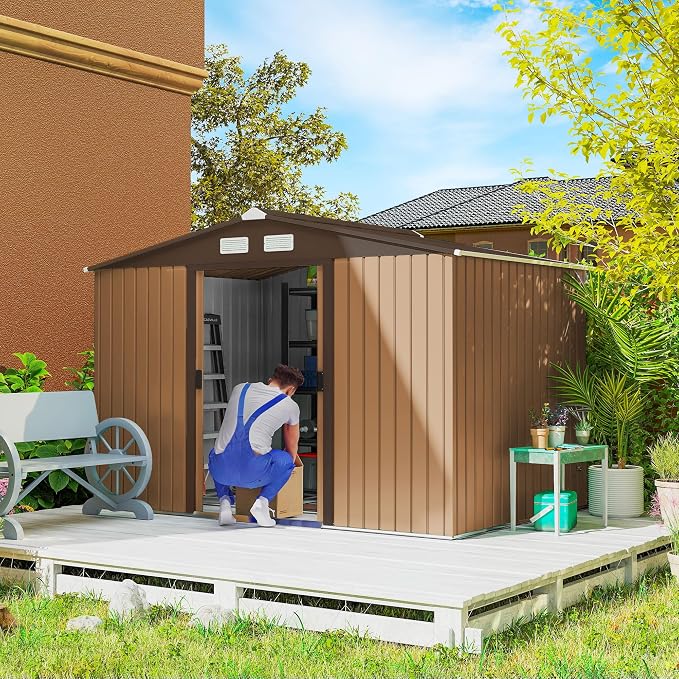 Outsunny 9' x 6' Outdoor Storage Shed, Garden Tool Metal Shed by Outsunny