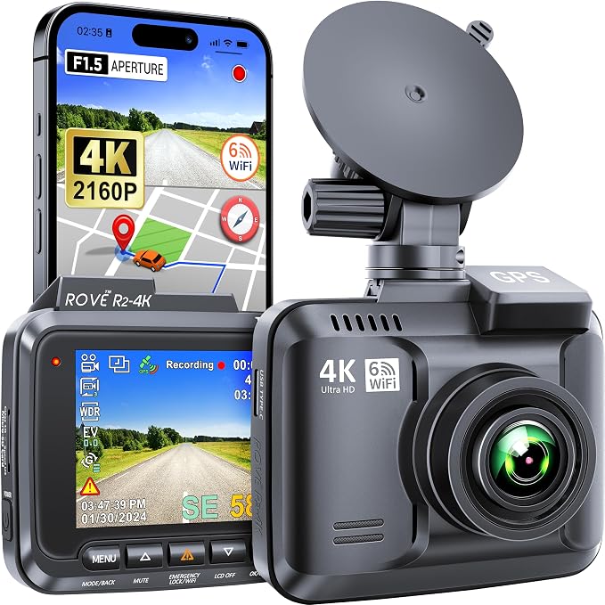 ROVE R2-4K Dash Cam Built-in WiFi 6 GPS Car Dashboard Camera Recorder by ROVE