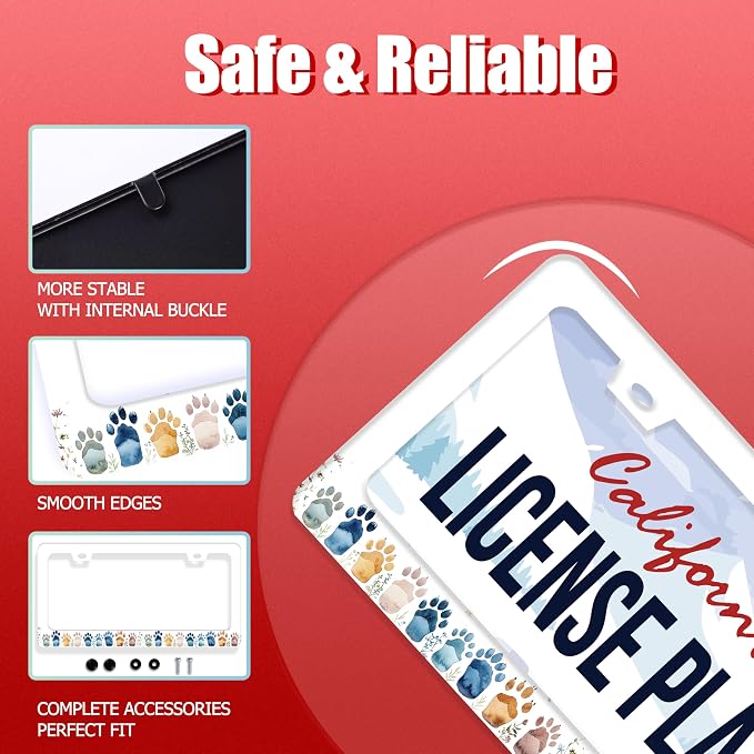 Bear Paw Print License Plate Frame Colorful Animal License Plate Frames Funny - Image 4