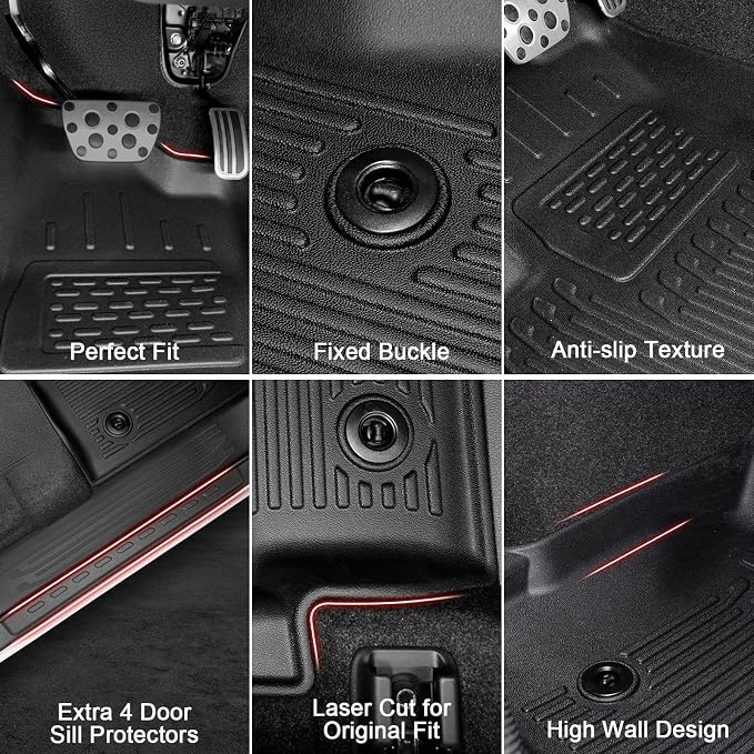 Floor Mats Set for 2025 Toyota 4Runner Fuel 5-Seater, Full Coverage All Weather - Image 5