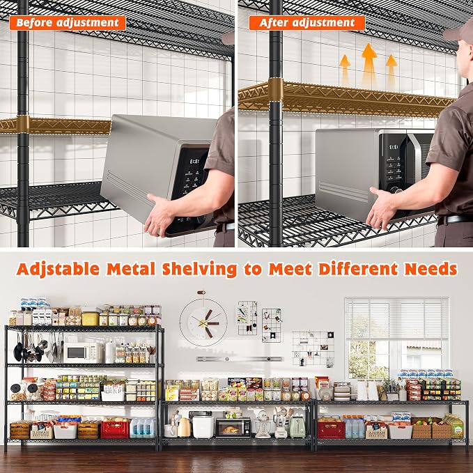 REIBII 60" W Storage Shelves 2878LBS Wire Shelving Unit - Image 6