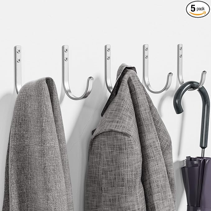 Wall Hooks for Hanging Towel/Coat - 22LB Screw in Metal Hanger Wall Mount by Josmimic