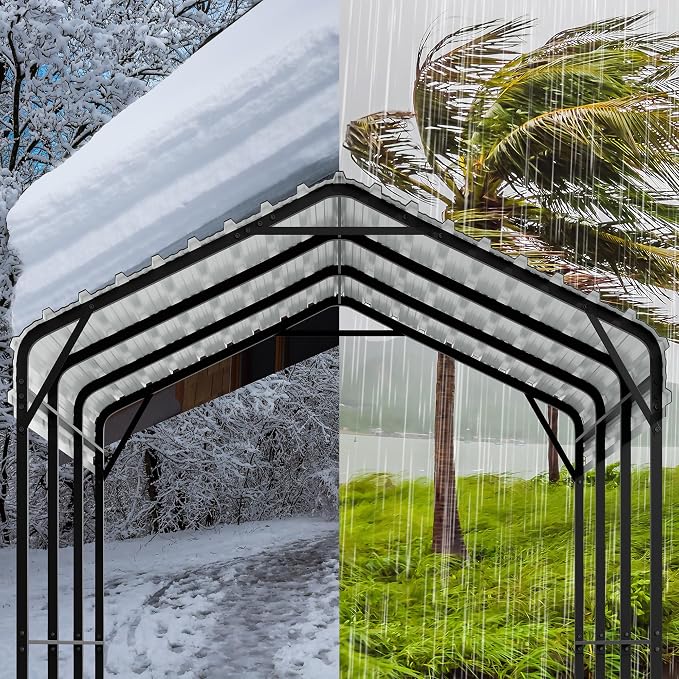 Walsunny Metal Carport 12x15 FT Heavy Duty Carport Canopy - Image 7