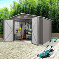 10 x 12 FT Large Outdoor Storage Shed w/ 2 Clear Window, Heavy Duty Metal by Unknown