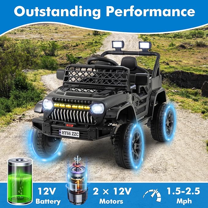 Costzon Kids Ride On Truck, 12V Battery Powered Electric Vehicles w/Remote - Image 4