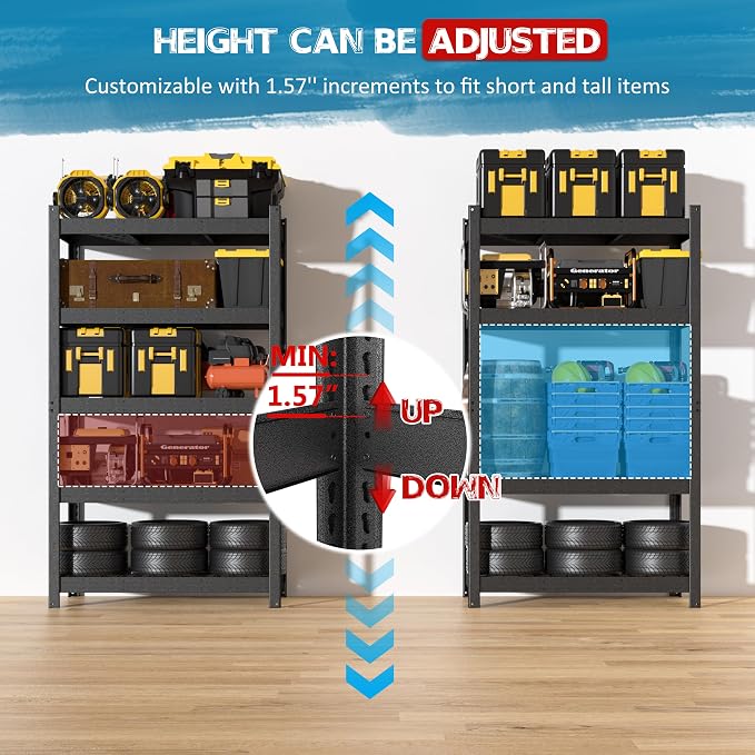 MUPATER 48.03”W × 24.41”D × 83.78”H Metal Storage Shelves, 5-Tier Adjustable - Image 4