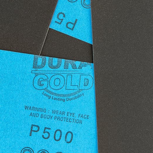 Dura-Gold Premium 500 Grit Wet or Dry Sandpaper Sheets, 5-1/2" x 9", Box of 25 - Image 2
