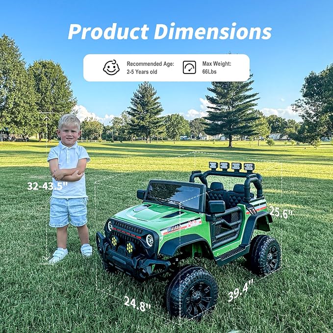 4WD Kids Ride on Car Truck, 12V 7Ah Kids Electric Vehicles Car Ride on Toy - Image 3