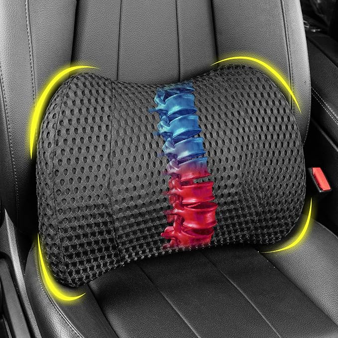 Mesh Memory Foam Lumbar Cushion Offers Comfortable Back Support and Pain Relief by LoftyAim