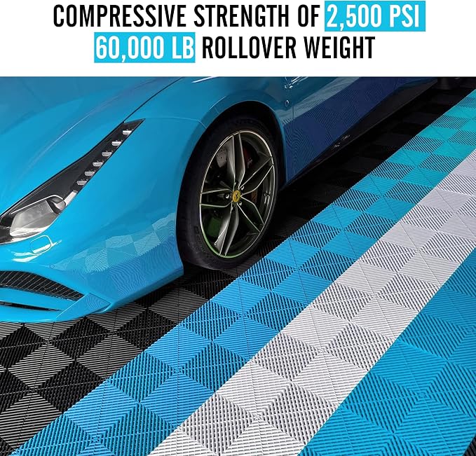 15.7"x15.7" Garage Flooring Tiles, Non-Slip Interlocking Plastic Garage Floor - Image 2