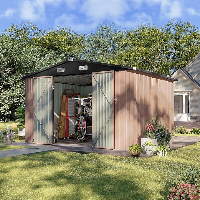 Aoxun 10x8.5 FT Outdoor Storage Shed Garden Metal Shed - Image 2