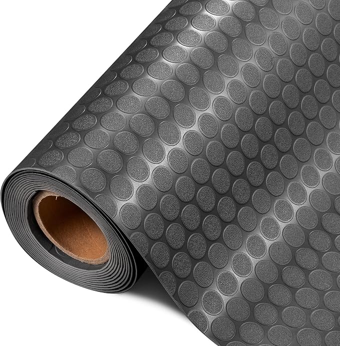 TUFFIOM 7.5 x 17 FT Garage Floor Mat, Thickened Coin Plate PVC Garage Mats by TUFFIOM