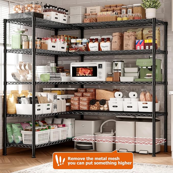 REIBII 1600LBS Storage Shelves Metal Shelving 5 Tier Wire Shelving Unit - Image 4