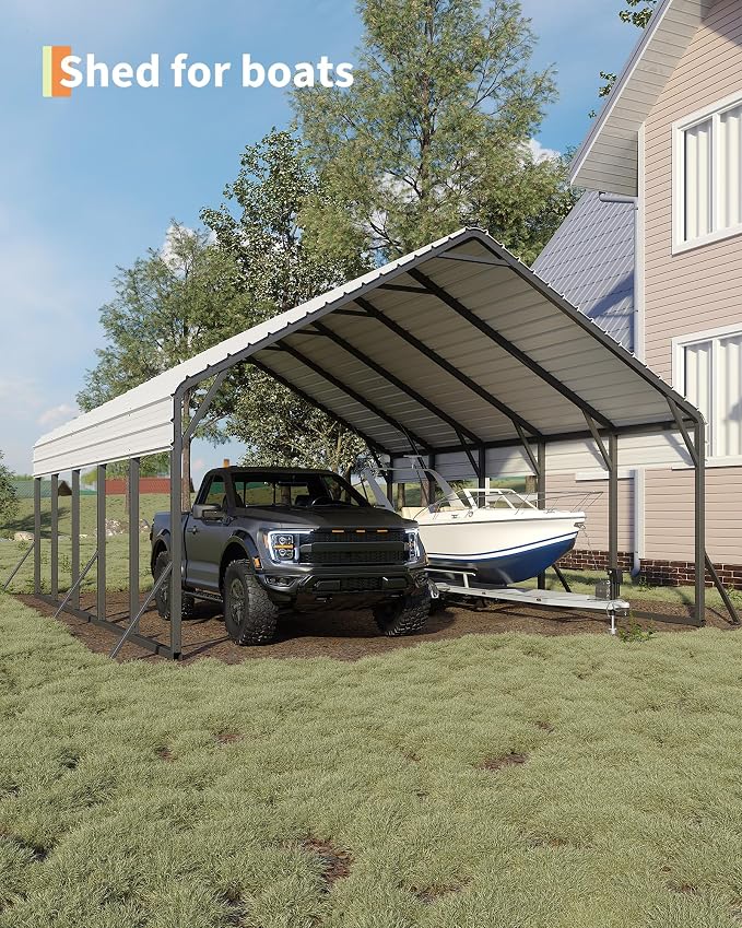 20'x25'x13' Metal Carport for 2 Cars, Heavy Duty Car Ports for Heavy Snow - Image 7