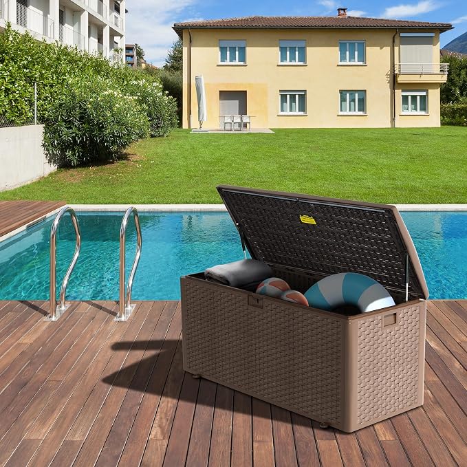 Premium Pro Edition 180 Gallon Lockable Resin Deck Box, Waterproof & - Image 4