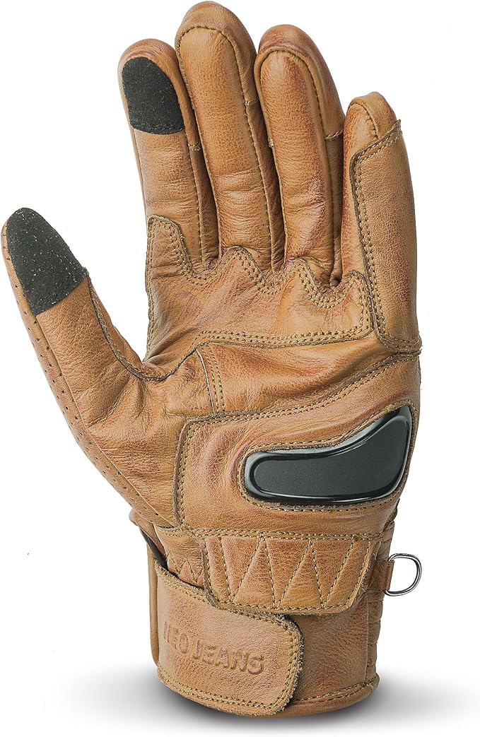 Leather Motorcycle Gloves with Adjustable Fitting Bike Riding Gloves - Image 2