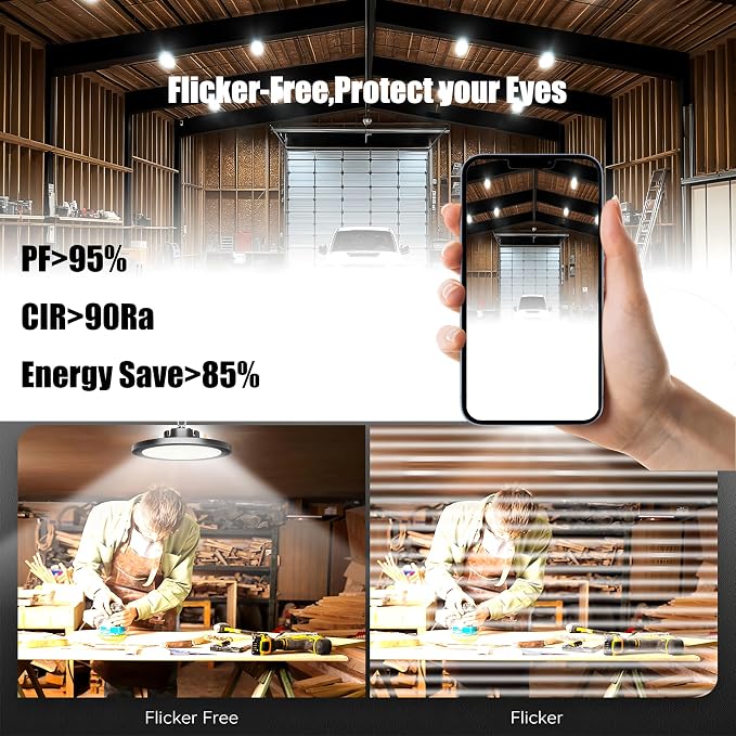 2Pack 250W UFO LED High Bay Light, 30000lm 6000K Daylight 2500W Equivalent - Image 6