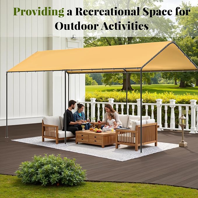 GOJOOASIS 10x20 Carport Heavy Duty Portable Garage Shelter Metal Car Canopy Tent - Image 7
