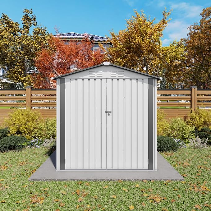 6 x 4 FT Outdoor Storage Metal Shed, Bike Garden Tool Shed - Image 7