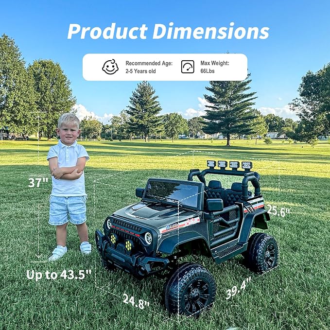 12V Kids Ride on Car Truck, Kids Electric Vehicles Car Ride on Toy - Image 3