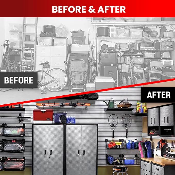 DLDIRECT Slatwall Panel Garage Wall Organizer: Heavy Duty Wall Mounted PVC Rack - Image 4