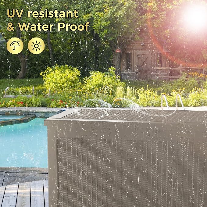 320 Gallon Lockable Resin Deck Box, Waterproof & UV-Resistant Outdoor Storage - Image 7