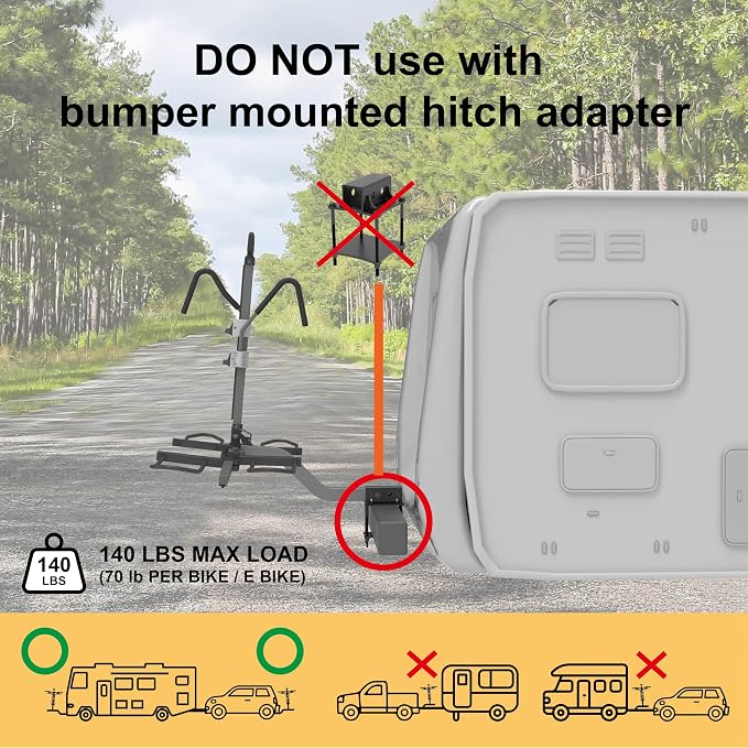HYPERAX Volt RV -RV Approved Hitch Mounted 2 E Bike Rack Carrier - Image 3
