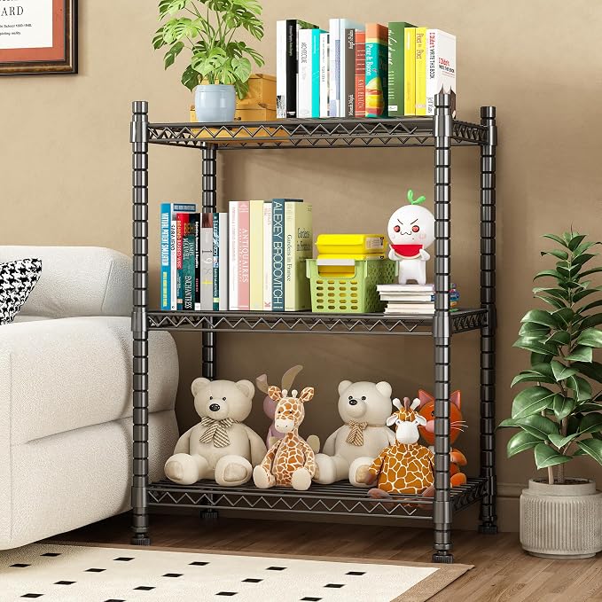 Homeiju 3-Shelf Storage Rack, Adjustable Height Metal Shelving Unit, Heavy Duty - Image 2