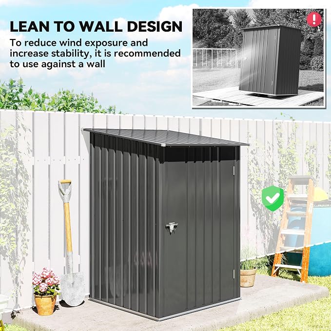 Outsunny 3.3' x 3.4' Outdoor Storage Shed, Metal Garden Tool House - Image 5
