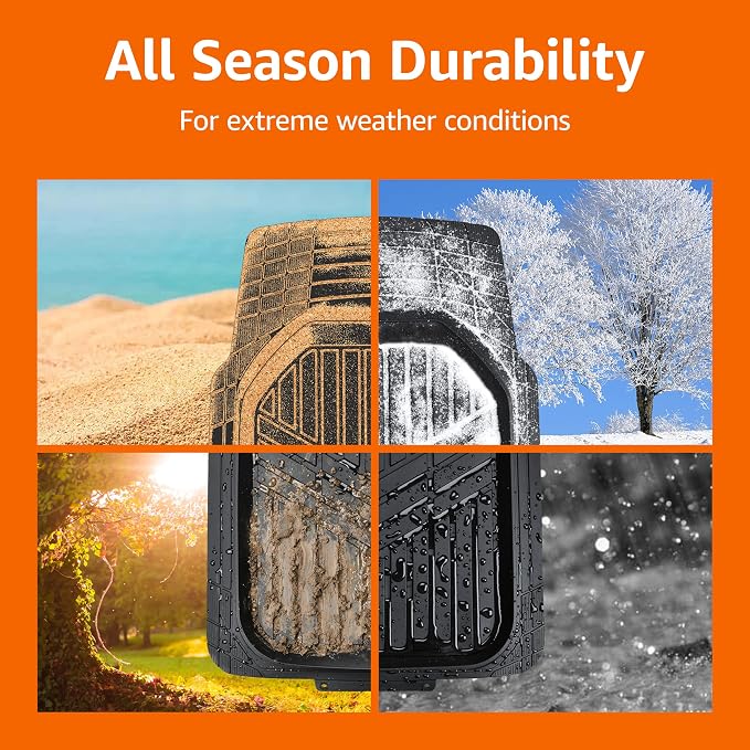 Amazon Basics 3-Piece All-Weather Heavy Duty, Full Set Rubber Floor Mats - Image 4