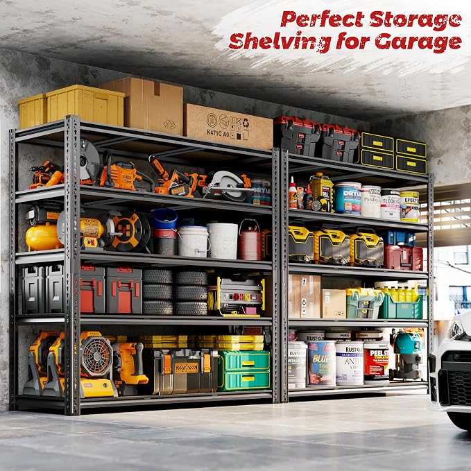 48"W Garage Shelving, 2650LBS Storage Shelves heavy duty, 5 Tier Metal Shelving - Image 5