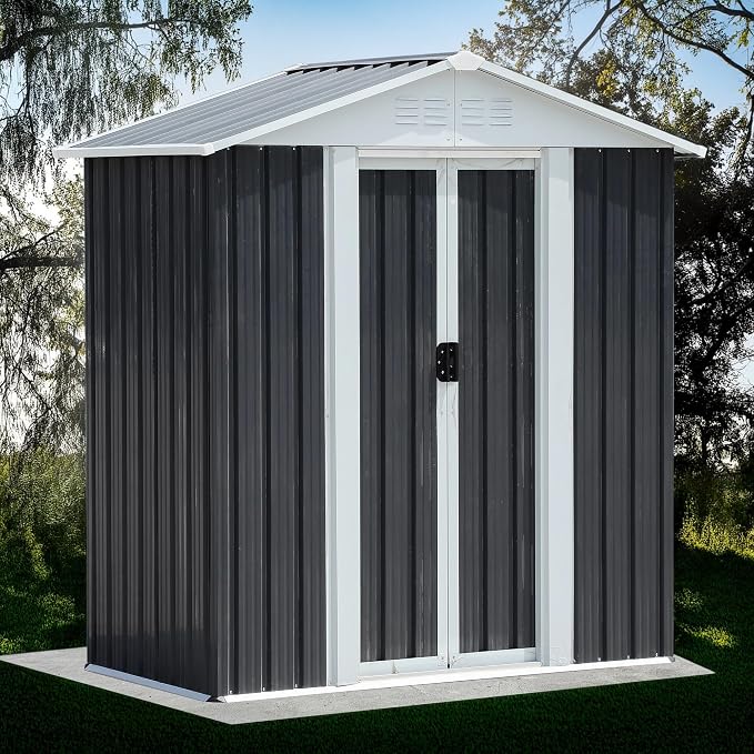 5X3 FT Outdoor Storage Shed, Waterproof Metal Garden Sheds w/Lockable Sliding - Image 2