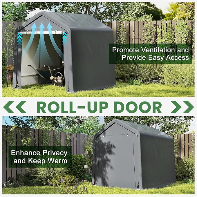 Tangkula 8x6.5Ft Portable Shed, Outdoor Storage Shelter - Image 3