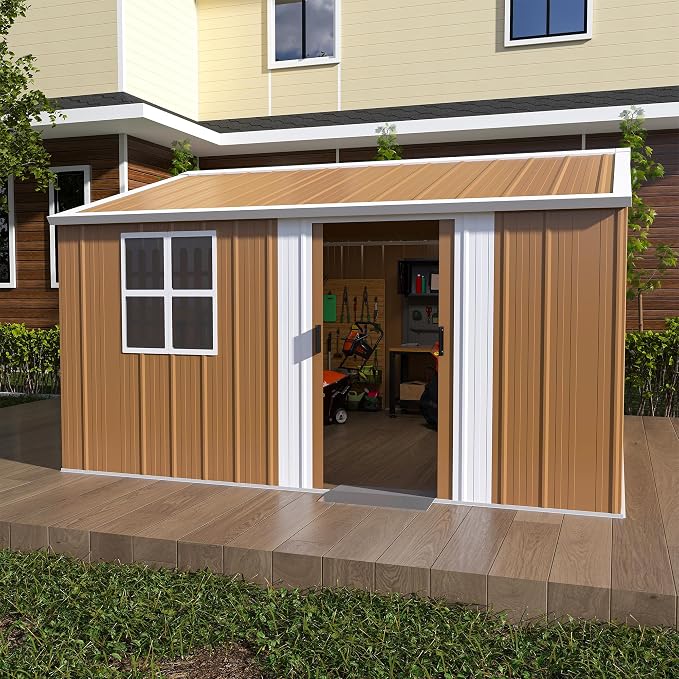 12 x 10 FT Outdoor Storage Shed, Metal Garden Tool Shed by Unknown