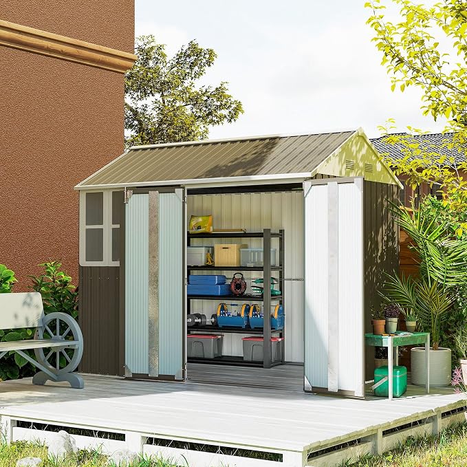 Outsunny 8' x 5.5' Outdoor Storage Shed, Metal Garden Shed by Outsunny