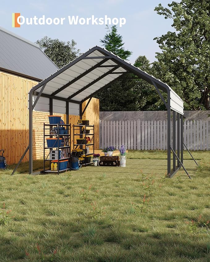 13'x16'x11' Metal Carport, Steel Heavy Duty Car Ports - Image 8