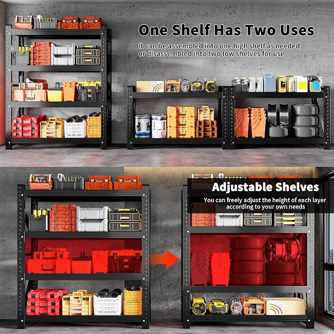 5000LBS Garage Shelving 59" W Garage Shelving Heavy Duty 4-Tier Metal Storage - Image 5
