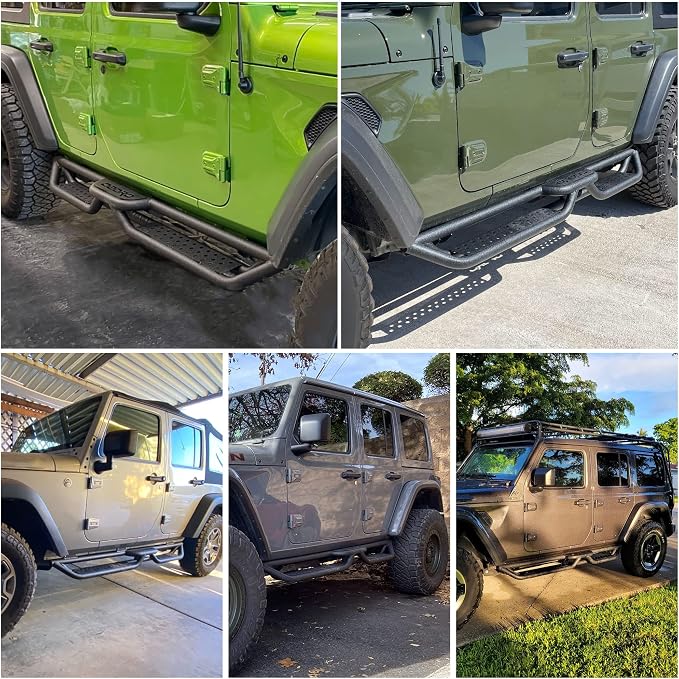 OEDRO Running Boards with Two Stairs Design All-Steel Build, Bolt-on Side Steps - Image 5