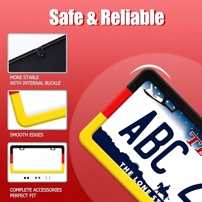 German Flag License Plate Frame Funny Germany License Plate Frames Stainless - Image 2