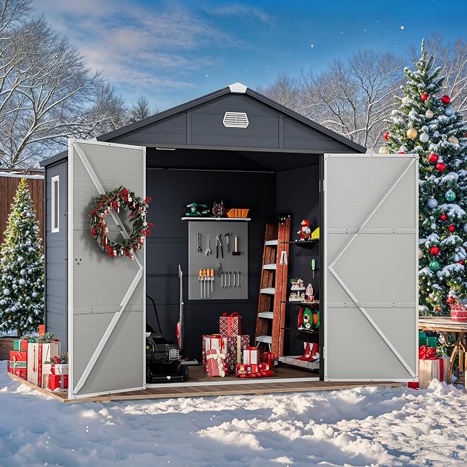 YITAHOME 8x6.2FT Outdoor Storage Shed w/o Floor, All-Weather Plastic Shed - Image 9