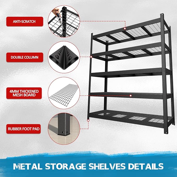 MUPATER 72.05” W × 24.02” D × 83.86” H, Heavy Duty Metal Storage Shelves - Image 7