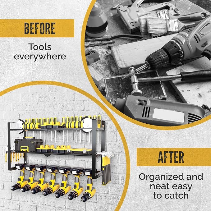 Power Tool Organizer Wall Mount 3 Tier 7 Drill Holders support up to 300Lbs - Image 4