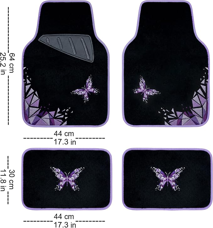 CAR PASS Universal Embroidery Geometric Butterfly Car Floor Mats - Image 2