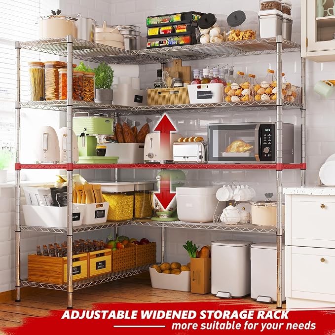 REIBII 58" W 5 Tier Heavy Duty Wire Shelving Unit - 1400LB Metal - Image 7