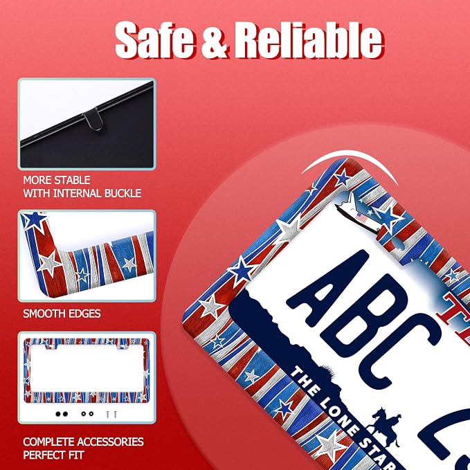 Personalized License Plate Frame American Flag License Plate Frames Funny Auto - Image 2