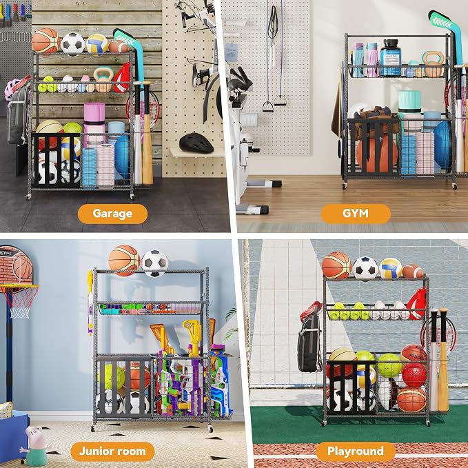 HOMREST Sports Equipment Storage, Ball Storage, Ball Holder, Garage Sports - Image 6